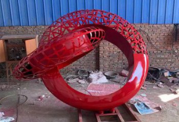 公共雙環(huán)雕塑訂做，城市裝飾，庭院不銹鋼雙環(huán)雕塑展品