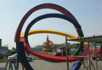 廣場雙環(huán)雕塑批發(fā)，廣場系列，不銹鋼雙環(huán)雕塑定價