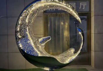制造圓環(huán)雕塑專供，地標擺件，燈光圓環(huán)雕塑訂做