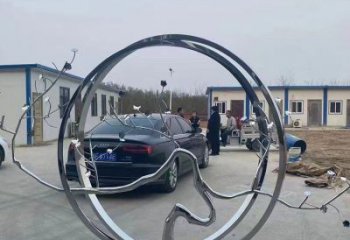 圓環(huán)雕塑，鏤空景觀雕塑，抽象效果