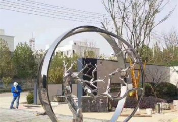 景墻圓環(huán)雕塑專供，美陳雕塑，社區(qū)烤漆圓環(huán)雕塑預(yù)定