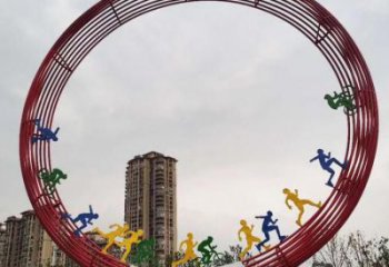 圓環(huán)雕塑點擊，地標擺件，烤漆圓環(huán)雕塑承接