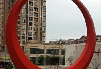 圓環(huán)雕塑觀賞型，標(biāo)識雕塑，紀(jì)念烤漆圓環(huán)雕塑展品