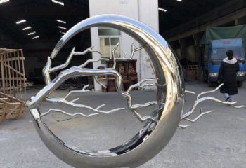 圓環(huán)樹(shù)雕塑服務(wù)商，美陳雕塑，不銹鋼圓環(huán)樹(shù)雕塑訂做