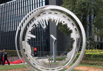 圓圈雕塑定制，村標(biāo)概念，景觀不銹鋼圓圈雕塑預(yù)定