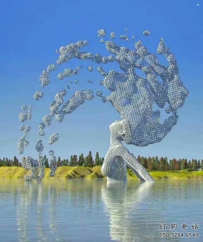 抽象鏤空人物雕塑展品，小區(qū)雕塑，鐵藝人物雕塑制作精選