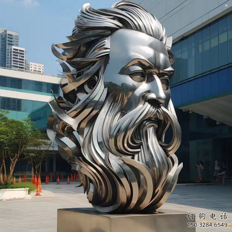 白鋼人頭像雕塑制造，歐式風(fēng)格，鏡面人頭像雕塑廠家供給