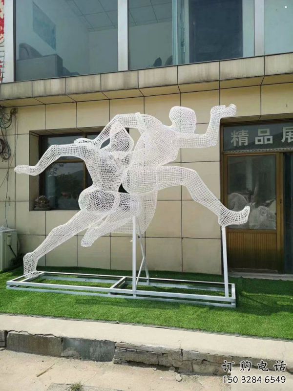 鏤空體育雕塑供求，白鋼構(gòu)件，鐵藝人物雕塑觀賞型