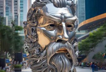 白鋼西方人雕塑制造商，城市雕塑，鏡面人頭像雕塑觀賞型
