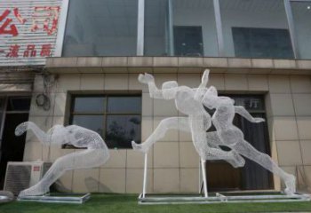 鏤空體育雕塑常用，公園小品，鐵藝運動人物雕塑生產(chǎn)商