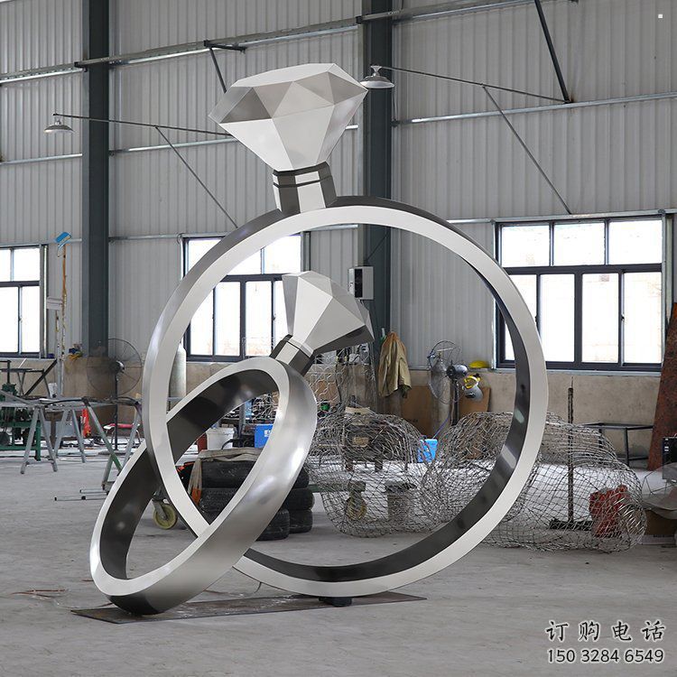 藝術(shù)鉆戒雕塑觀賞型，街景小品，鉆戒雕塑主題常用