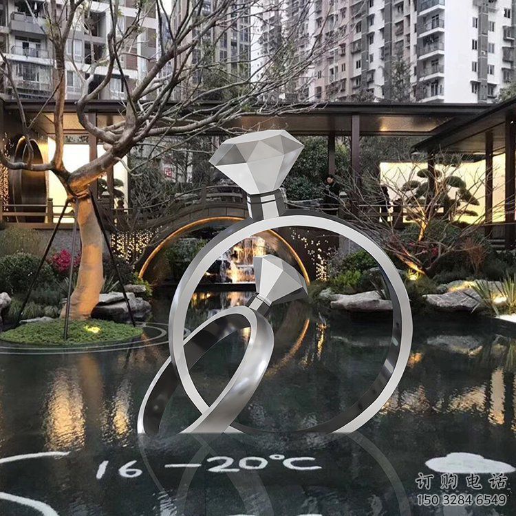 制造鉆戒雕塑定價，地標擺件，烤漆鉆戒雕塑精選