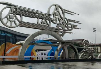 抽象車輪雕塑展品，小區(qū)雕塑，車輪雕塑制作精選