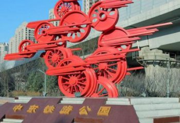主題車輪雕塑供給，中式工藝，景觀車輪雕塑精品