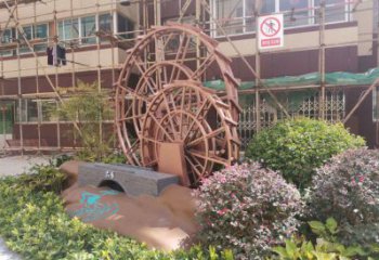 景觀水車雕塑供需，彩鋼制作，大型水車雕塑公司