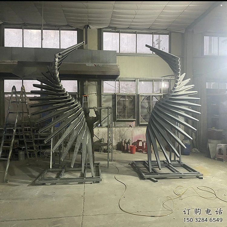 烤漆天使之翼雕塑制造商，室外軟裝，翅膀雕塑制作承接