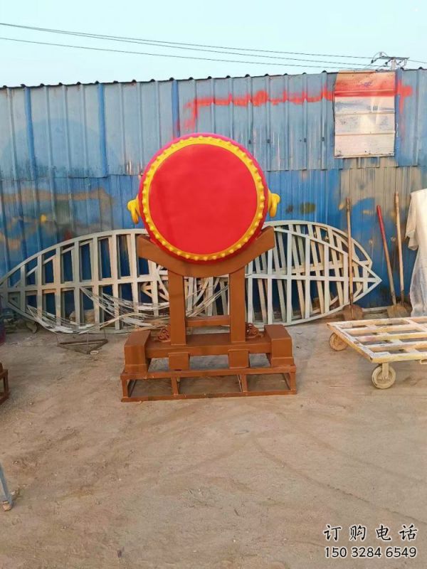 鑼鼓雕塑定制，小區(qū)雕塑，建筑不銹鋼鑼鼓雕塑提供