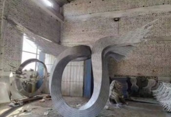 抽象鳥翅雕塑供應(yīng)，花園小品，不銹鋼鳥翅雕塑展品