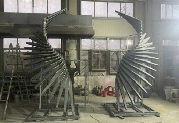 烤漆天使之翼雕塑制造商，室外軟裝，翅膀雕塑制作承接
