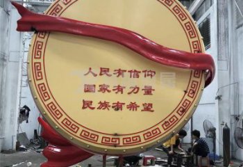 大型鑼鼓雕塑公司制作，花園小品，不銹鋼鑼鼓雕塑提供