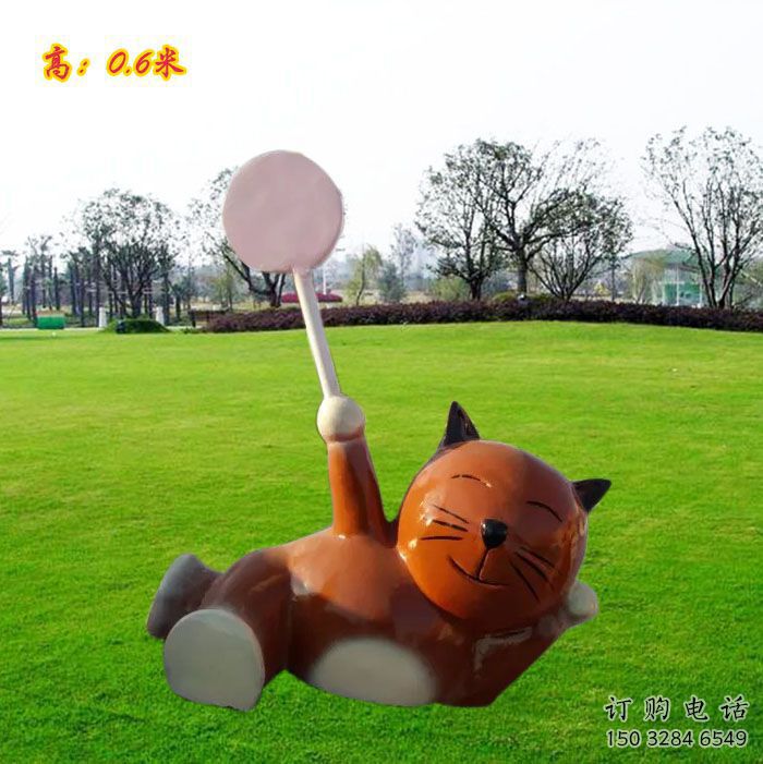宣城小區(qū)小貓雕塑，抽象系列，彩繪工藝