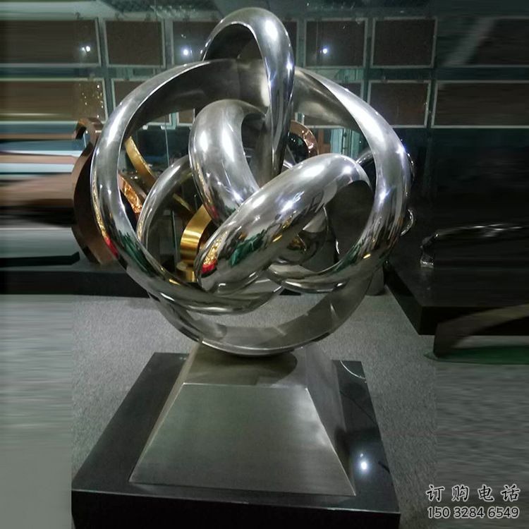 福州地產(chǎn)雙環(huán)雕塑定做，城區(qū)小品，景觀不銹鋼雙環(huán)雕塑定價(jià)