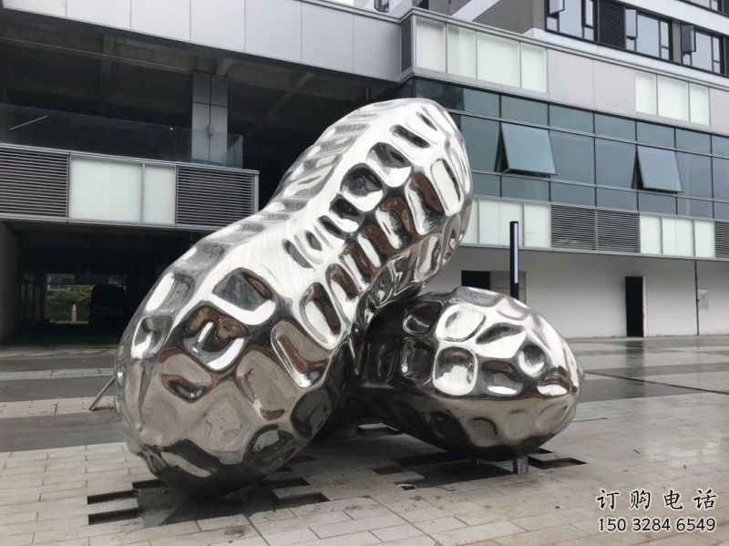 長樂花生雕塑制造，白鋼構(gòu)件，不銹鋼花生雕塑提供