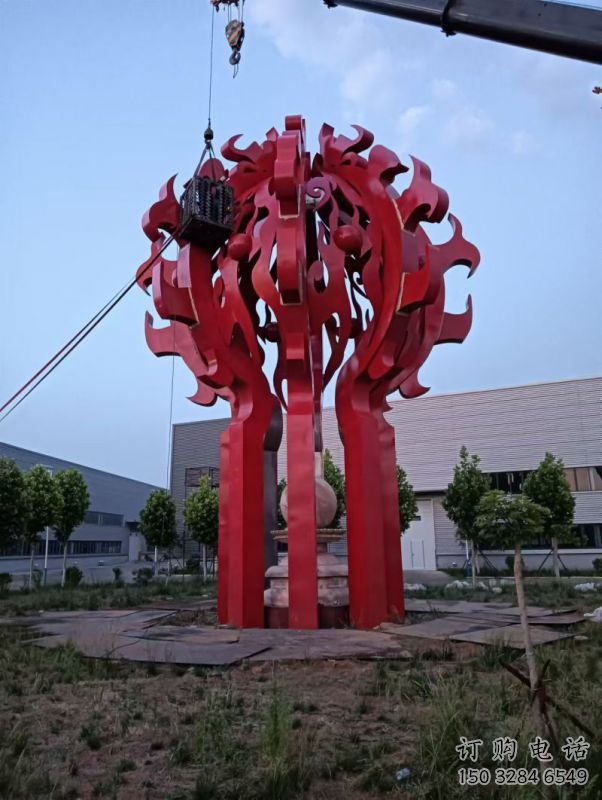 惠州火球雕塑，精神堡壘火球雕塑落地展示