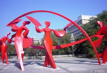 平?jīng)雠ぱ砀璧袼?，民俗舞蹈雕塑，不銹鋼抽象音樂人雕塑