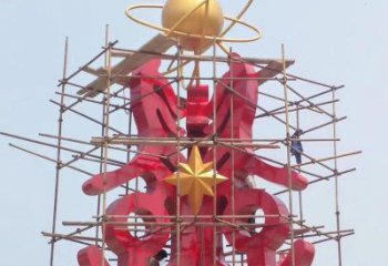 佛山景觀科技之星雕塑選用，美陳雕塑，抽象不銹鋼科技之星雕塑標準