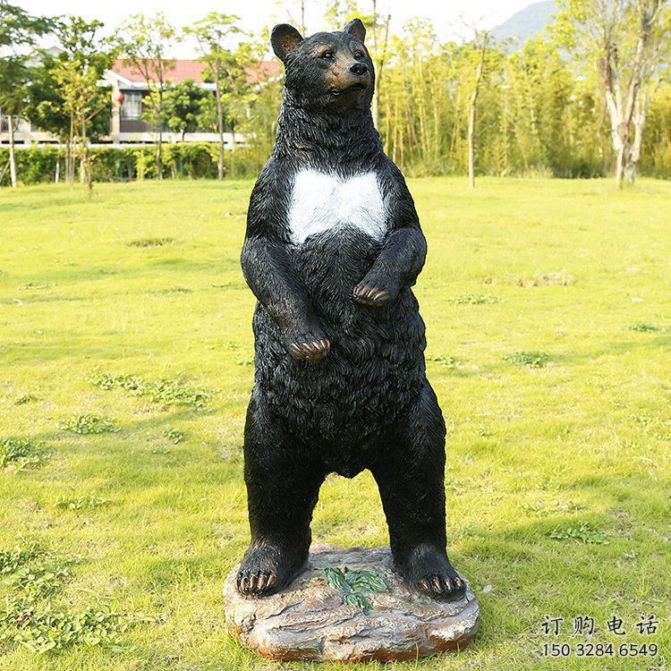 七臺河街道黑熊雕塑，仿真動物雕塑，古銅效果