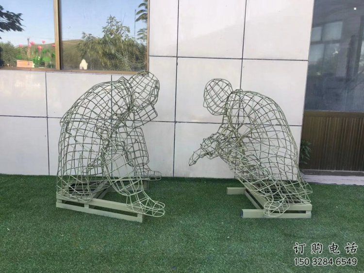 荊門(mén)鏤空下棋雕塑供需，廣場(chǎng)雕塑，鐵藝民俗人物雕塑選用