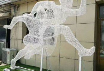 佳木斯鏤空健兒雕塑制造，校園雕塑，金屬鐵藝人物雕塑展品