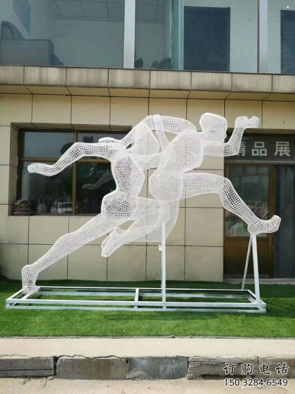 遼源鏤空跨欄雕塑制造商，透雕雕塑，鐵藝體育人物雕塑供給
