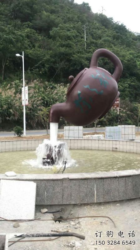 鞍山小區(qū)天壺標志雕塑，多彩藝術，天壺雕塑生產(chǎn)廠家