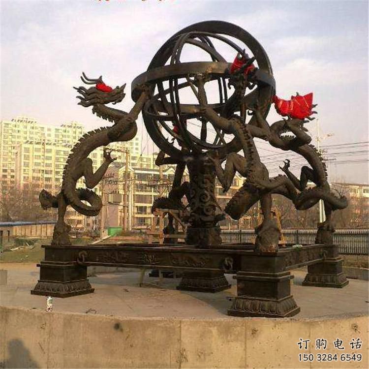 街道地動儀雕塑，鍛造景觀雕塑，古銅效果
