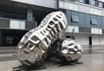 南通花生雕塑制造，白鋼構(gòu)件，不銹鋼花生雕塑提供