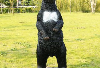 烏蘭察布街道黑熊雕塑，仿真動物雕塑，古銅效果