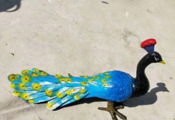 金鳳彩繪孔雀雕塑制作選用，景區(qū)案例，動物美陳雕塑