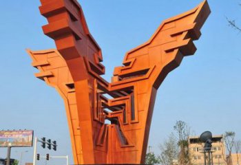 興慶城市精神堡壘雕塑，抽象建筑元素，廣場景觀雕塑小品