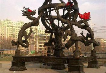 街道地動(dòng)儀雕塑，鍛造景觀雕塑，古銅效果