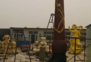 街道毛筆雕塑，鍛造景觀雕塑，古銅效果