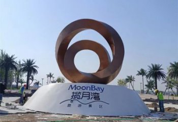 街道圓環(huán)雕塑，鍛造景觀雕塑，古銅效果