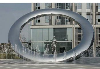 玉樹小區(qū)圓環(huán)雕塑，水簾噴泉雕塑，水景藝術(shù)效果