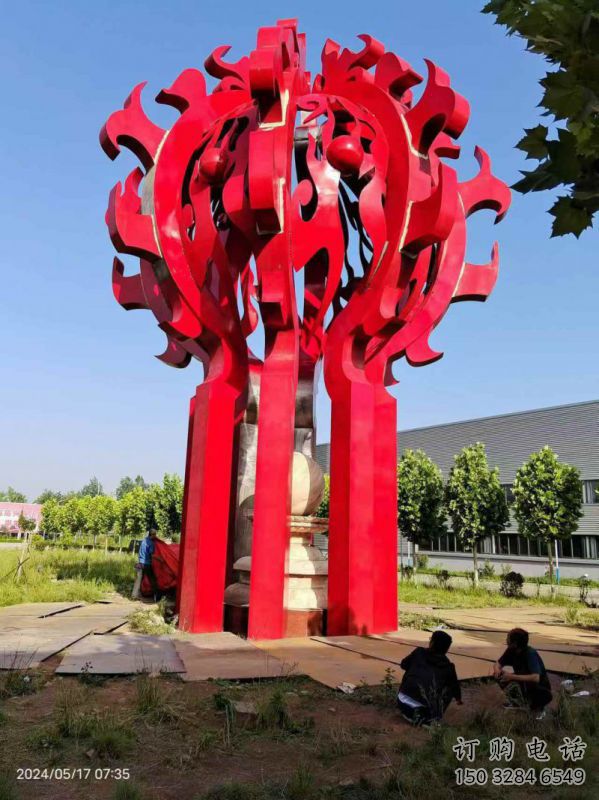 克孜勒蘇柯火球雕塑，精神堡壘火球雕塑落地展示