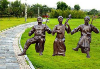 廣安拉二胡雕塑點(diǎn)擊，景觀雕塑，別墅民俗人物雕塑供求