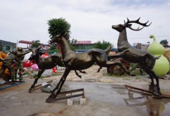 南岸戶外小鹿批發(fā)，動(dòng)物雕塑，梅花鹿銅雕塑供求