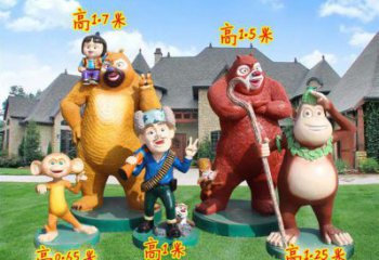 長壽廣場維尼熊雕塑，卡通水景雕塑，抽象效果