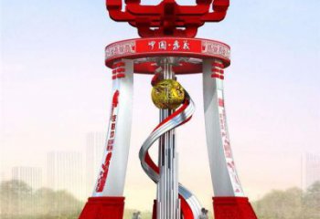 渝中城市精神堡壘雕塑，地標(biāo)文明建筑不銹鋼雕塑